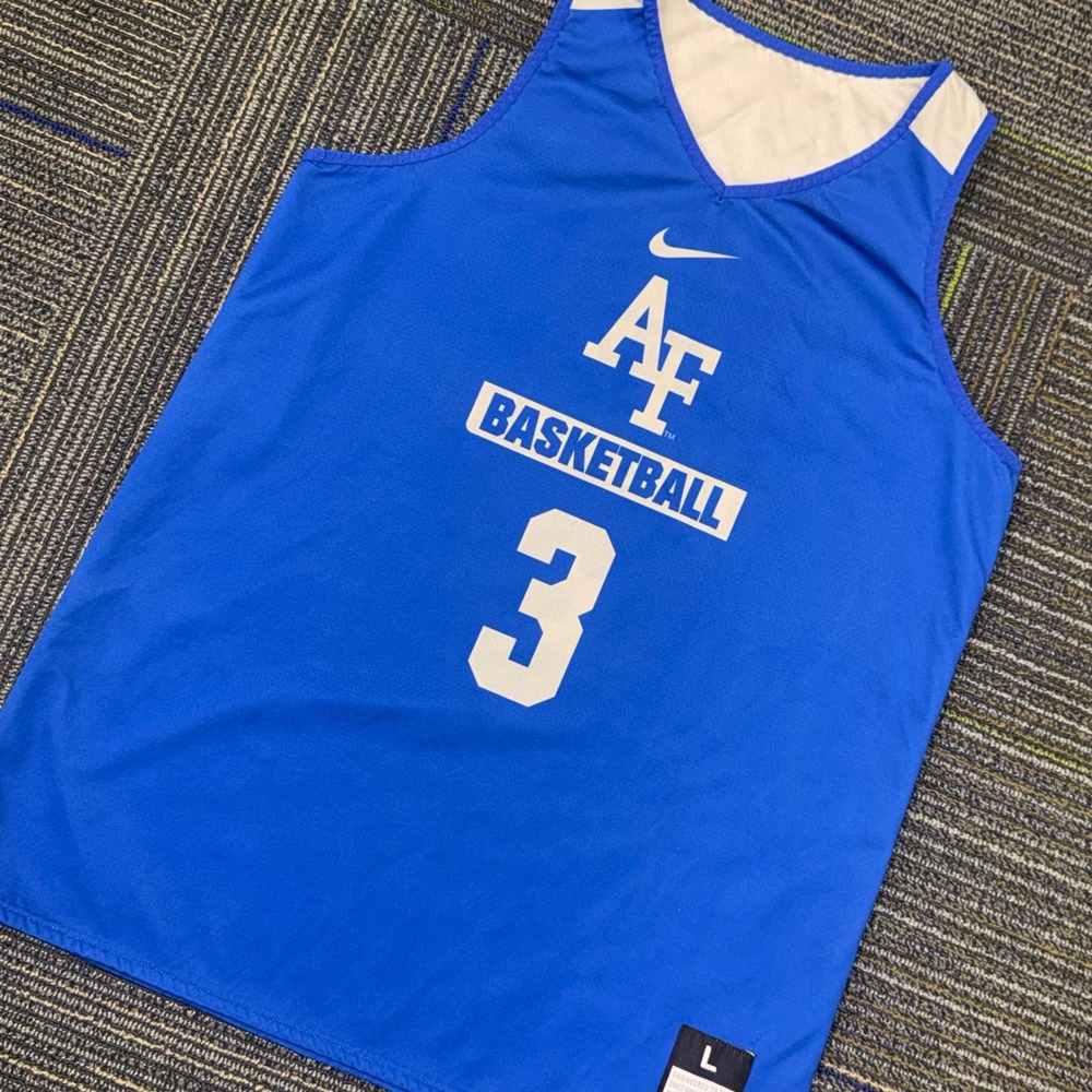 Nike Basketball Jersey Mens Large Blue Reversible Air Force Falcons AF #3 Exc